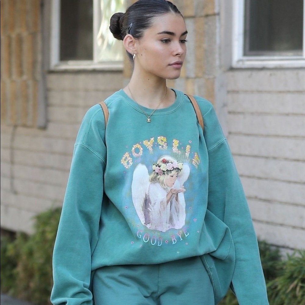 BOYS LIE GOODBYE LIGHT GREEN CREWNECK SWEATER OS